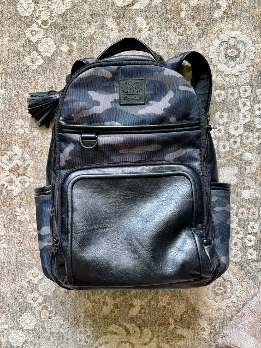Itzy Ritzy Black Gray Camo Baby Bag Backpack